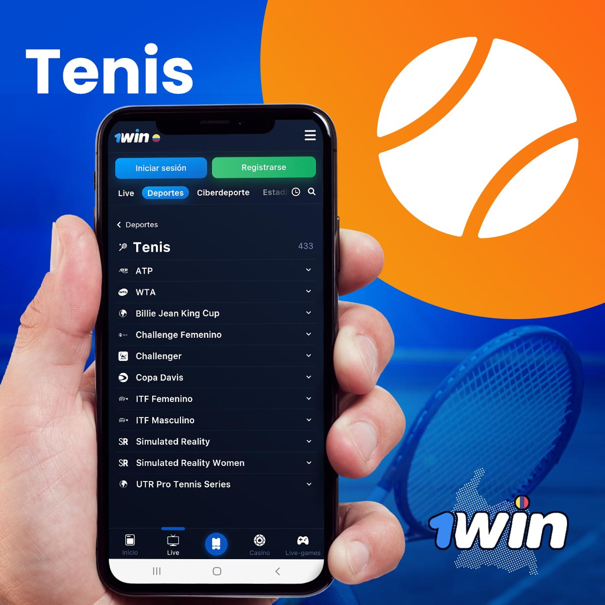 Apuesta en línea en tenis en la casa de apuestas 1WIN Colombia